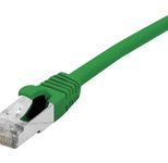 Exertis Connect Patchkabel Cat. 6A, S/FTP (PiMF), halogenfrei, mit Rastnasenschutz, grün, 0,3 m