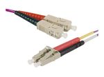 Exertis Connect LWL Patchkabel HD, 50/125 µm, OM4-Faser, LC Duplex Stecker/Stecker, erika-violet, 15,0 m UPC
