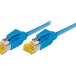 Tecline Patchkabel Cat. 6A (ISO/IEC), S/FTP (PiMF), halogenfrei, mit Rastnasenschutz, blau, 0,5 m
