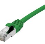 Exertis Connect Patchkabel Cat. 6A, S/FTP (PiMF), halogenfrei, mit Rastnasenschutz, grün, 1,5 m