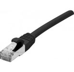 Exertis Connect Patchkabel Cat. 6A, S/FTP (PiMF), halogenfrei, mit Rastnasenschutz, schwarz, 0,5 m