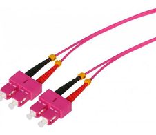 Tecline LWL Patchkabel HD, 50/125 µm, Multimode, OM4-Faser, SC Duplex Stecker/Stecker, erikaviolett, 1,0 m