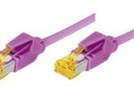 Tecline Patchkabel Cat. 6A (ISO/IEC), S/FTP, halogenfrei, mit Rastnasenschutz, erikaviolett, 0,5 m