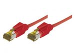 Tecline Patchkabel Cat. 6A (ISO/IEC), S/FTP, halogenfrei, mit Rastnasenschutz, rot, 0,5 m