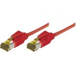 Tecline Patchkabel Cat. 6A (ISO/IEC), S/FTP, halogenfrei, mit Rastnasenschutz, rot, 0,5 m