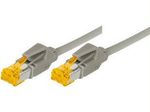 Tecline Patchkabel Cat. 6A (ISO/IEC), S/FTP, halogenfrei, mit Rastnasenschutz, grau, 1,5 m