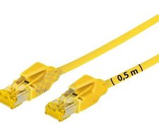 Tecline Patchkabel Cat. 6A (ISO/IEC), S/FTP, halogenfrei, mit Rastnasenschutz, gelb, 0,5 m