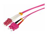 Tecline LWL Patchkabel HD, 50/125 µm, Multimode, OM4-Faser, LC Duplex Stecker / SC Duplex Stecker, erikaviolett, 20,0 m