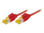 Tecline Patchkabel Cat. 6A (ISO/IEC), S/FTP (PiMF), halogenfrei, mit Rastnasenschutz, rot, 0,5 m