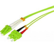 Tecline LWL Patchkabel HD, 50/125 µm, Multimode, OM5-Faser, LC Duplex Stecker / SC Duplex Stecker, limettengrün, 10,0 m