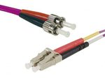 Exertis Connect LWL Patchkabel HD, 50/125 µm, OM4-Faser, LC Duplex Stecker/2 x ST Stecker, erika-violet, 20,0 m UPC
