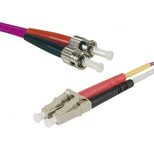 Exertis Connect LWL Patchkabel HD, 50/125 µm, OM4-Faser, LC Duplex Stecker/2 x ST Stecker, erika-violet, 10,0 m UPC