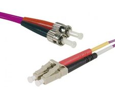 Exertis Connect LWL Patchkabel HD, 50/125 µm, OM4-Faser, LC Duplex Stecker/2 x ST Stecker, erika-violet, 1,0 m UPC