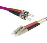 Exertis Connect LWL Patchkabel HD, 50/125 µm, OM4-Faser, LC Duplex Stecker/2 x ST Stecker, erika-violet, 3,0 m UPC