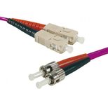 Exertis Connect LWL Patchkabel HD, 50/125 µm, OM4-Faser, 2x ST Stecker/SC Duplex Stecker, erika-violet, 5,0 m UPC