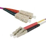 Exertis Connect LWL Patchkabel HD, 50/125 µm, OM4-Faser, SC Duplex Stecker/LC Duplex Stecker, erika-violet, 5,0 m UPC