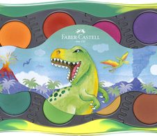 FABER-CASTELL Dino Farbkasten Wasserfarbe, 12 Farben