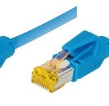 Tecline Patchkabel Cat. 6A (ISO/IEC), S/FTP, halogenfrei, mit Rastnasenschutz, blau, 0,3 m