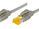 Tecline Patchkabel Cat. 6A (ISO/IEC), S/FTP, halogenfrei, mit Rastnasenschutz, grau, 0,3 m