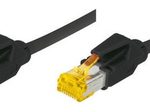 Tecline Patchkabel Cat. 6A (ISO/IEC), S/FTP, halogenfrei, mit Rastnasenschutz, schwarz, 0,3 m