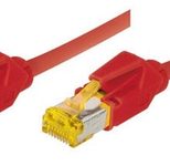 Tecline Patchkabel Cat. 6A (ISO/IEC), S/FTP, halogenfrei, mit Rastnasenschutz, rot, 0,3 m
