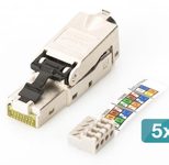 DIGITUS CAT 6A Feldstecker, STP mit Staubschutzkappe, Knickschutz - 5 Stk.
