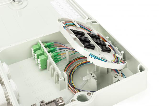 DIGITUS FTTH/FTTB-Anschlussgehäuse, bestückt, OS2, 12 Fasern, LC/APC