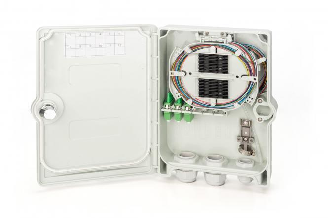 DIGITUS FTTH/FTTB-Anschlussgehäuse, bestückt, OS2, 12 Fasern, LC/APC
