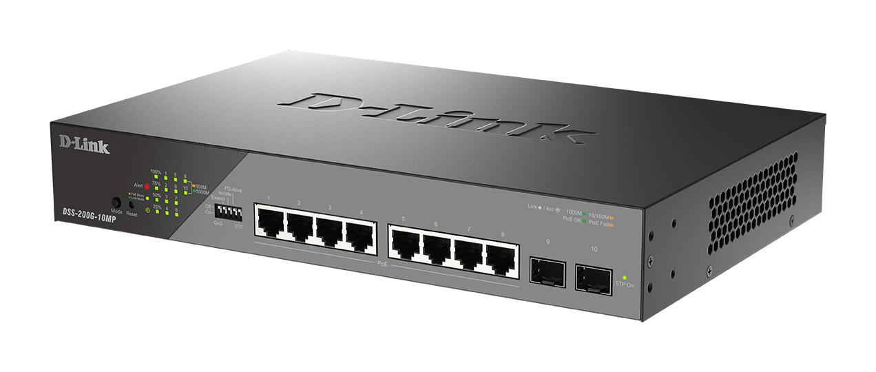 D-Link DSS-200G-10MP/E, 10-Port Desktop Gigabit PoE Surveillance Switch