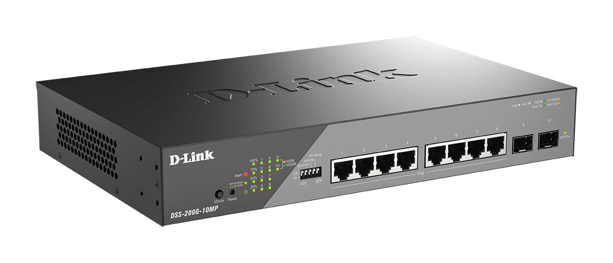 D-Link DSS-200G-10MP/E, 10-Port Desktop Gigabit PoE Surveillance Switch