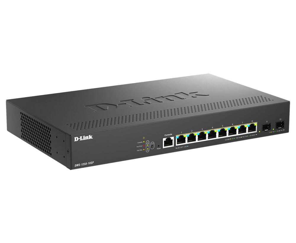 D-Link DMS-1250-10SP/E, 10-Port PoE Multi-Gigabit Smart Managed Switch