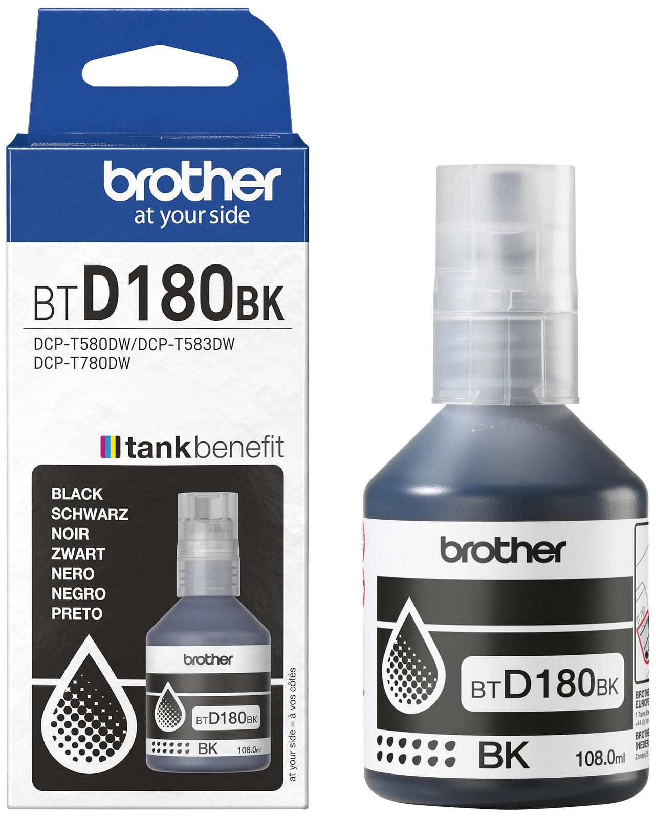 Brother Original BTD180BK Nachfülltinte Schwarz