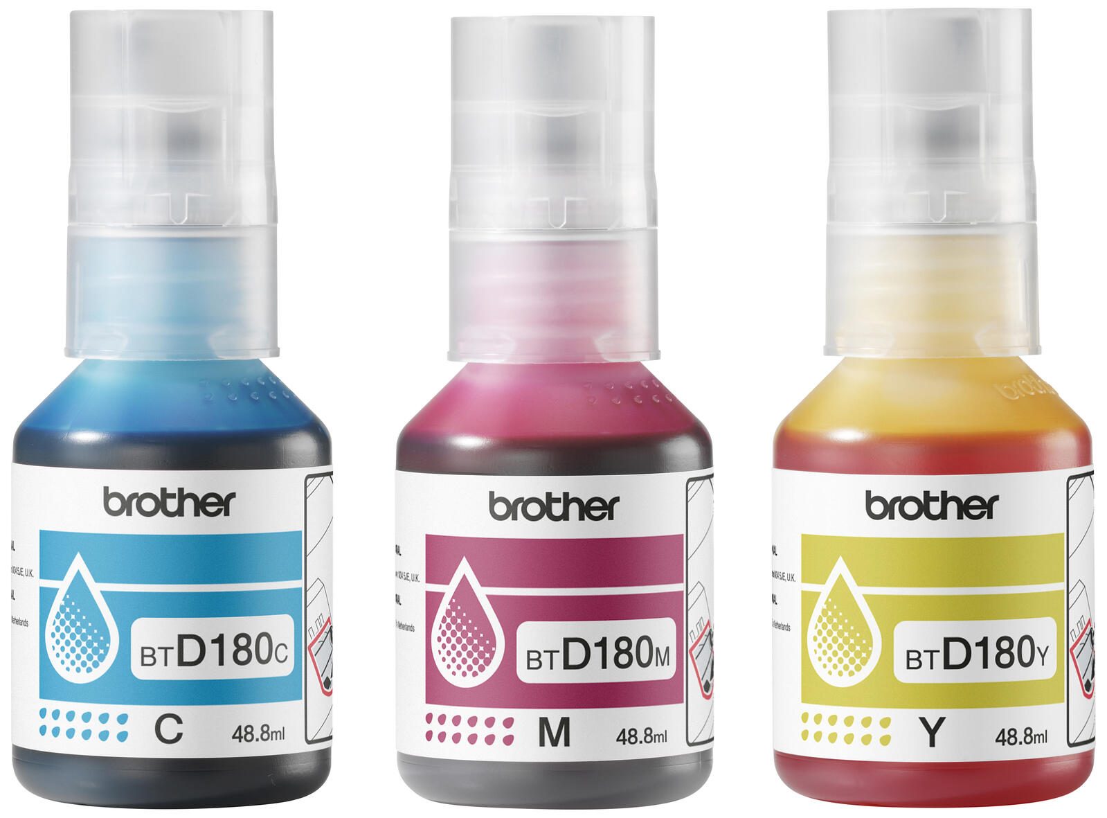 Brother Original BTD180CLVAL Nachfülltinte Cyan/Magenta/Gelb