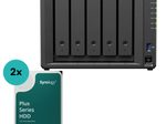 Synology DiskStation DS1525+ 5 Einschübe NAS-Server Leergehäuse (DS1525+) + 2x Synology Plus 3.5" SATA HDD Festplatte 6TB