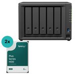 Synology DiskStation DS1525+ 5 Einschübe NAS-Server Leergehäuse (DS1525+) + 2x Synology Plus 3.5" SATA HDD Festplatte 6TB