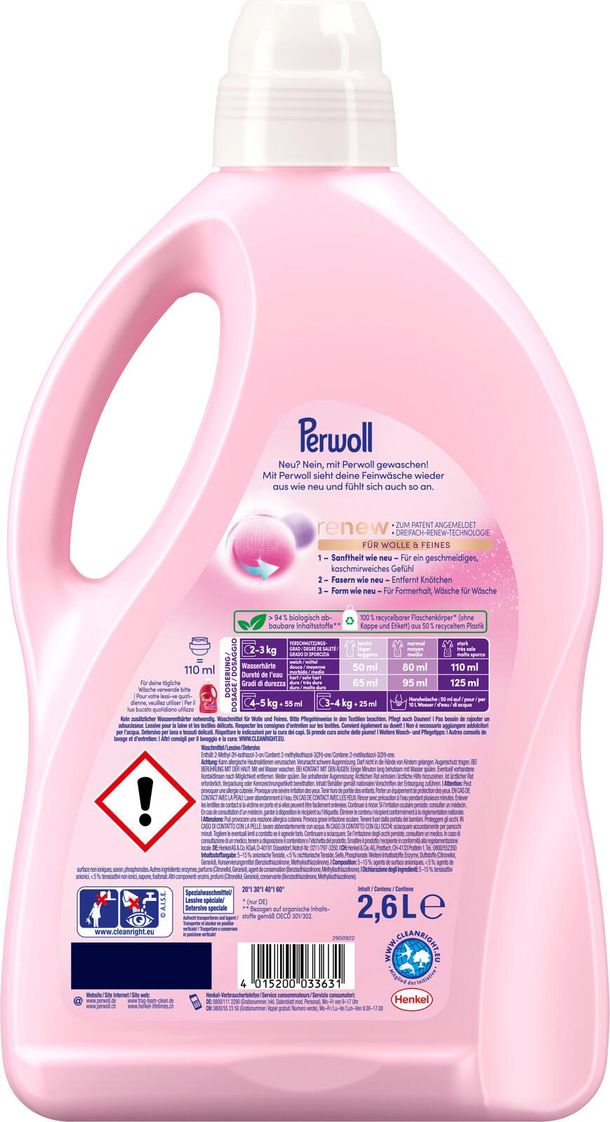Perwoll Wolle & Feines renew Waschmittel frisch 2,6 l