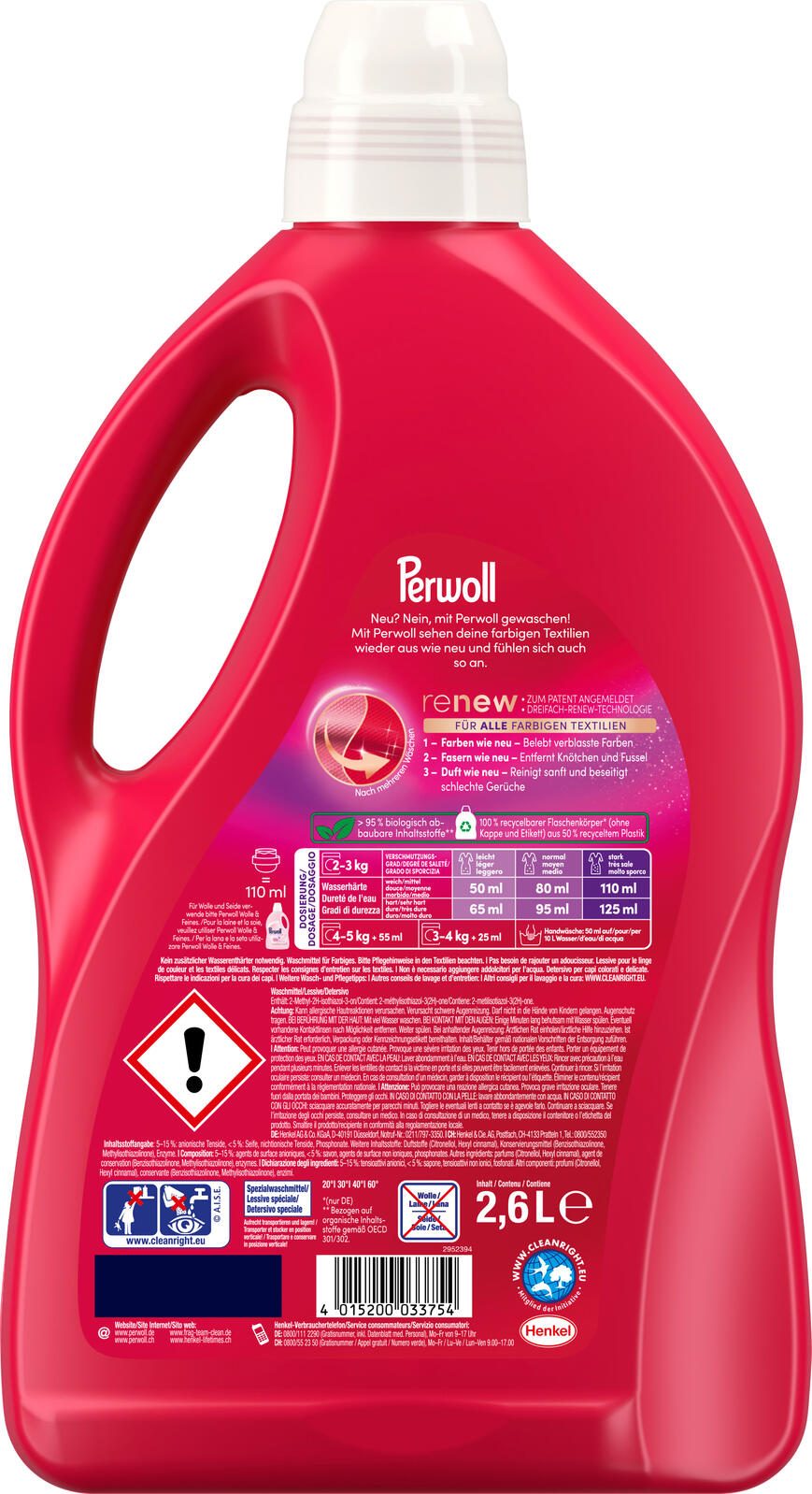 Perwoll COLOR renew Waschmittel frisch 2,6 l