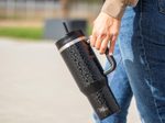 Milu Edelstahl-Tumbler-Set (3-tlg.) mit Trinkhalm - 1200 ml  - Leoparden-Print