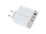 LC Power 65W USB-C, USB-A GaN-Ladegerät, weiß