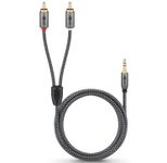 goobay 3,5 mm Klinke/Cinch Kabel 5,0 m silber, schwarz, 1 St.