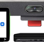 Poly Studio Zoom-Rooms-Bundle für kleine Räume: Studio R30 USB-Videobar und HP PC mit TC10