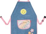BRUNNEN Mädchen Kinder Malschürze Happy Hippie blau Einheitsgröße