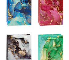 TSI Geschenktüten MARMOR blau, rot, grün, grau 18,0 x 23,0 cm, 12 St.