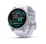 Garmin fēnix® 8 Smartwatch AMOLED 43 mm Steinweiss/Silber mit QuickFit®-Silikon-Armband 20 mm