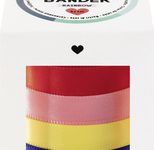 folia Geschenkband RAINBOW, 10 mm x  4 m, mint, dunkelblau, gelb, pink, rot