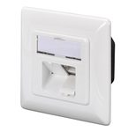 Digitus CAT 6A Klasse EA Anschlussdose, geschirmt, 2x RJ45 LSA, reinweiß, Aufputz, vertikale Kabelinstall.