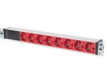 Digitus Steckdosenleiste mit Aluminiumprofil und Vorsicherung, 8-fach Schutzkontaktsteckdose, 2 m Zuleitung IEC C14 Stecker