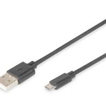 Digitus USB Anschlusskabel, Typ  A - micro B St/St, 1.0m, USB 2.0 kompatibel, sw