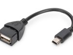Digitus USB 2.0 Adapterkabel, OTG, Typ mini B - A St/Bu, 0,2m, USB 2.0 konform, sw