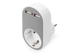Digitus Universal Steckdosenadapter mit 2 x USB-A